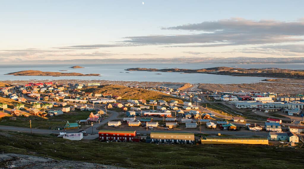 aerial photo of the city of Iqaluit, nunavut