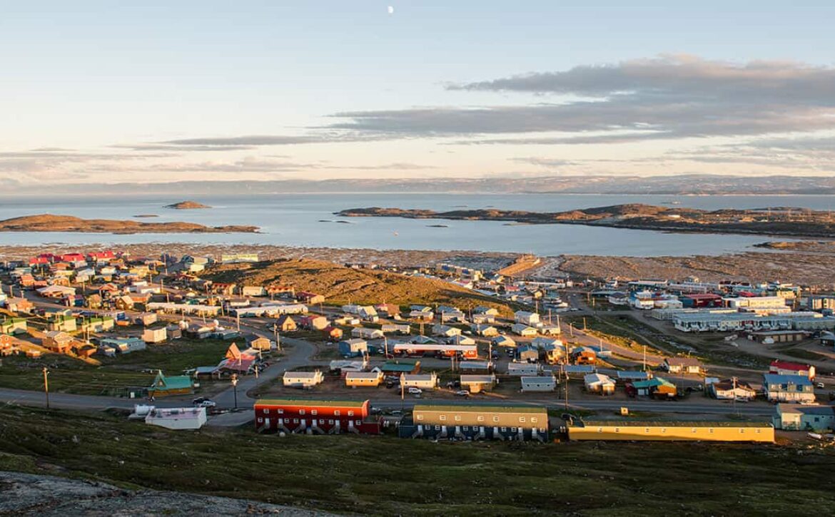 aerial photo of the city of Iqaluit, nunavut