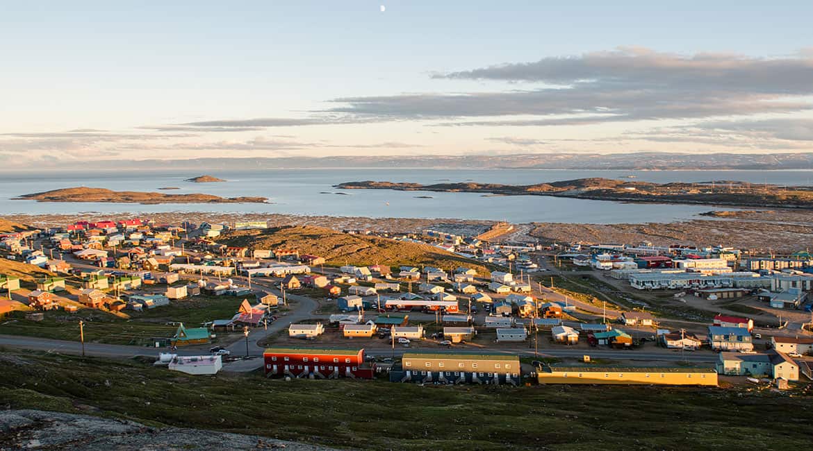 aerial photo of the city of Iqaluit, nunavut