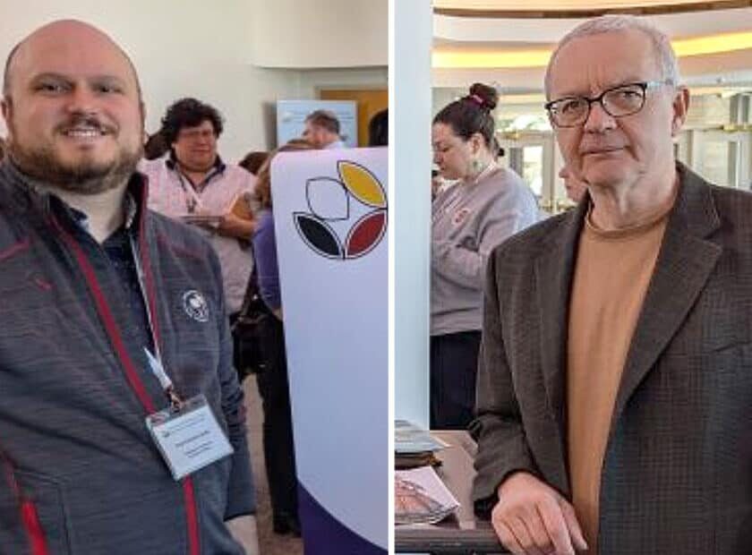 photo of paul-antoine cardin and rene drolet host an information booth at braiding knowledges canada 2025
