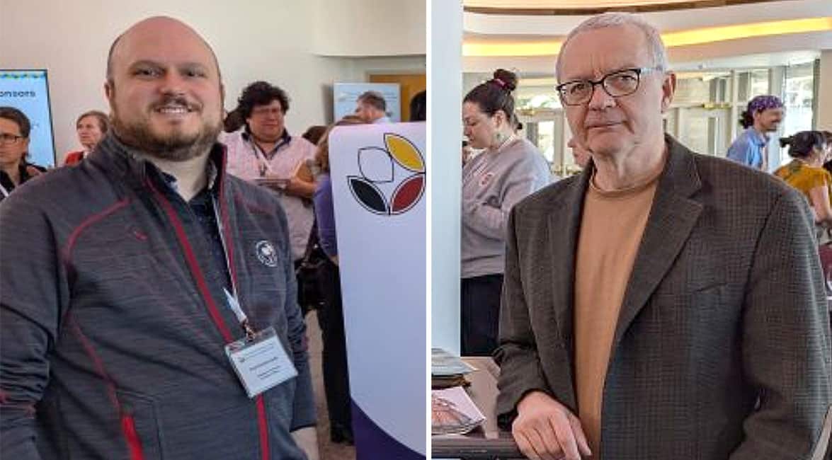 photo of paul-antoine cardin and rene drolet host an information booth at braiding knowledges canada 2025